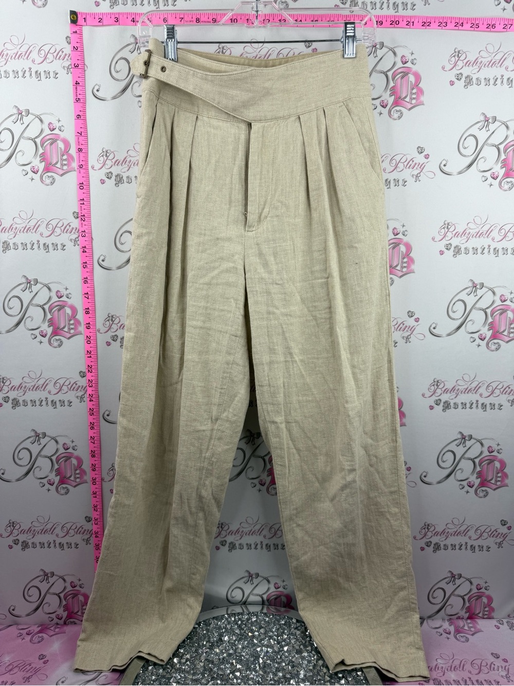 Banana Republic Beige Pleated linen High-Waist Chinos